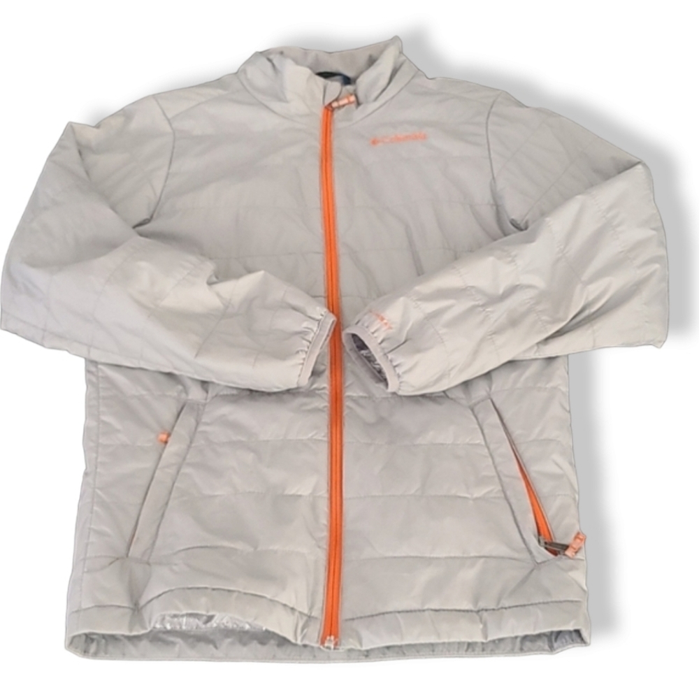 COLUMBIA Gray Omni Heat Quilted Puffer Coat Girls Large L 14 16 Winter Jacket - Picture 6 of 16